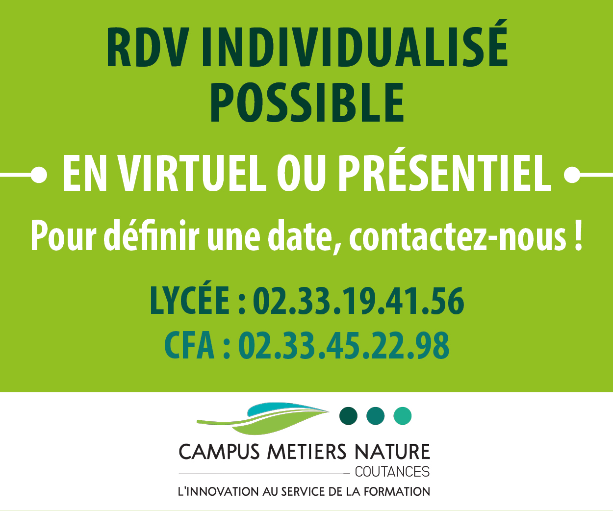 RDV individualisé possible en virtuel ou présentiel